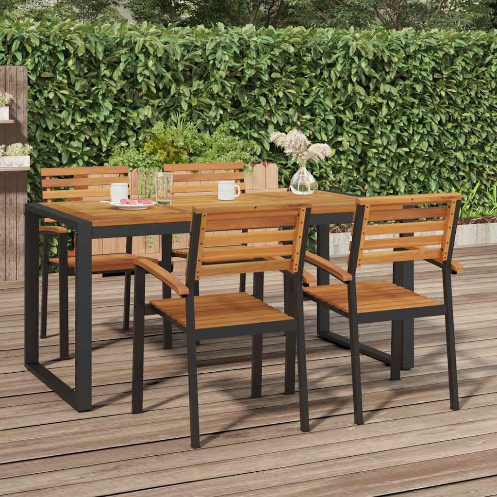 Mesa de jardín con patas en U madera maciza acacia 148x80x75 cm