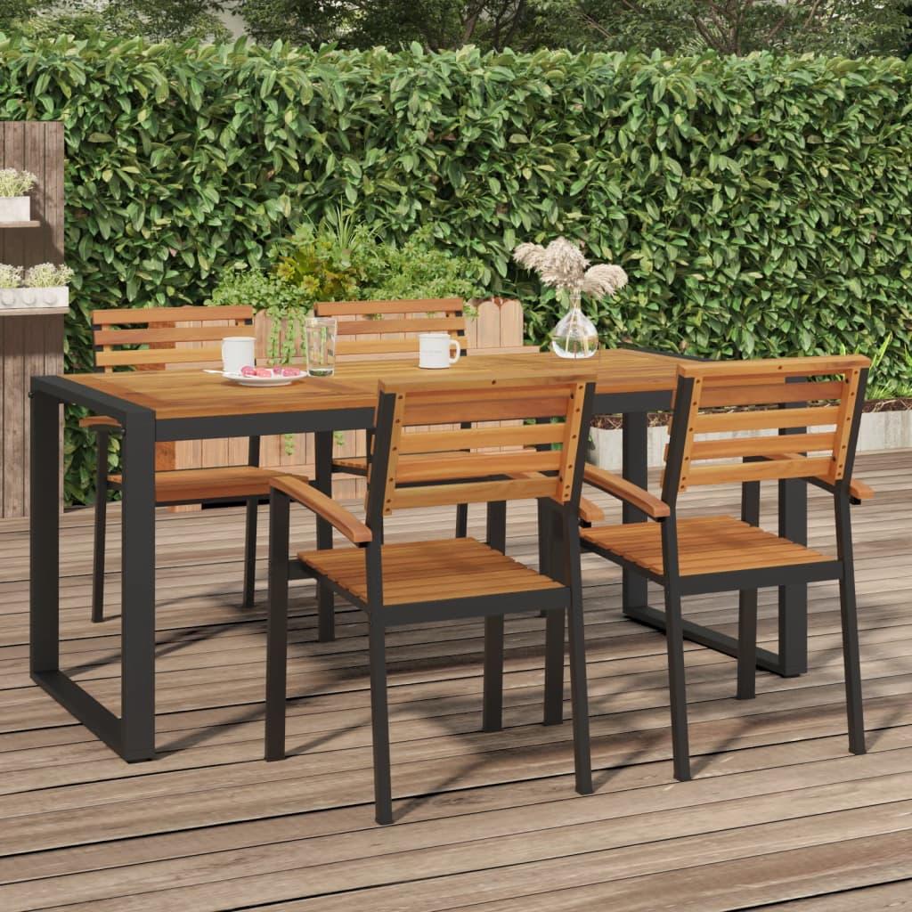 Mesa de jardín con patas en U madera maciza acacia 148x80x75 cm
