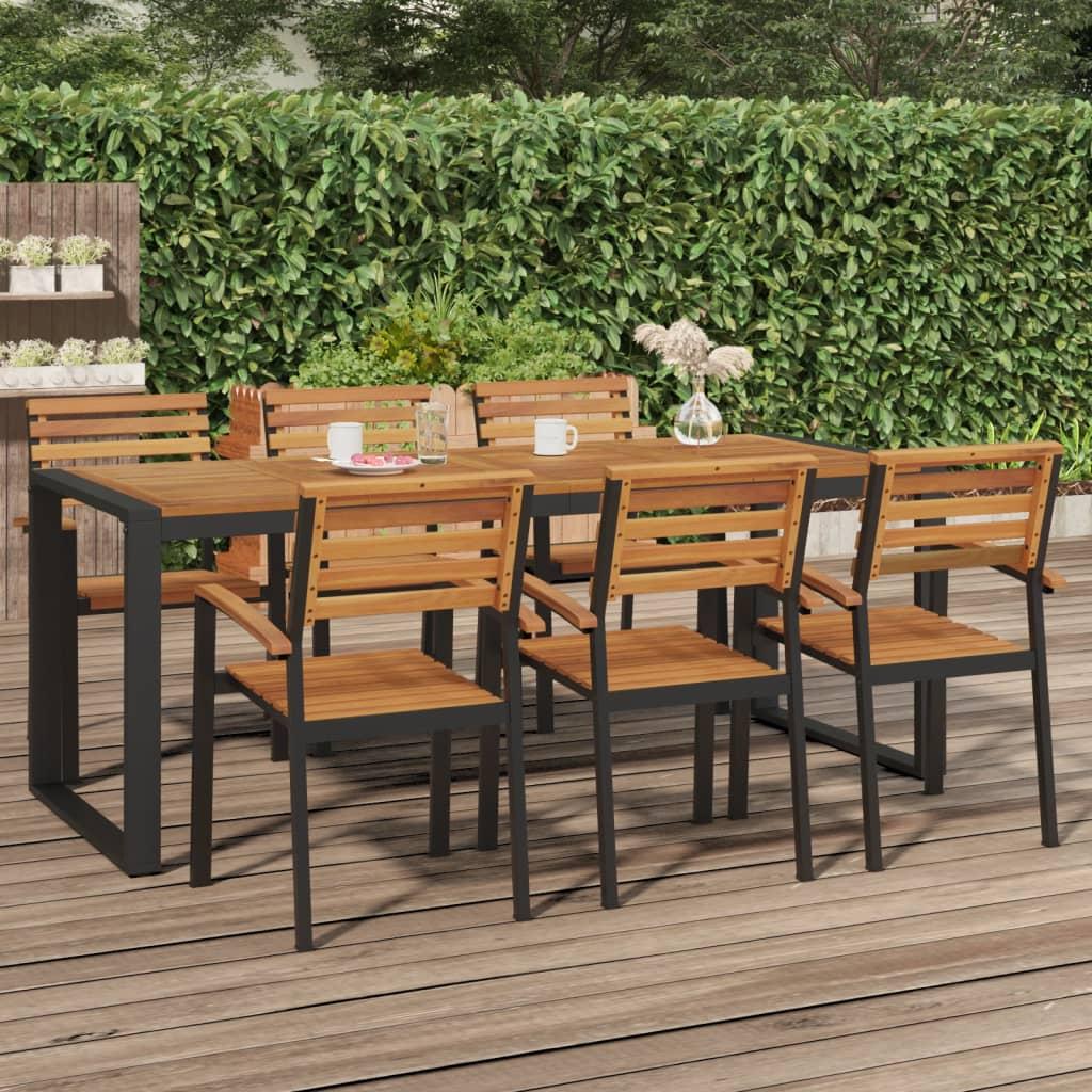 Mesa de jardín con patas en U madera maciza acacia 148x80x75 cm