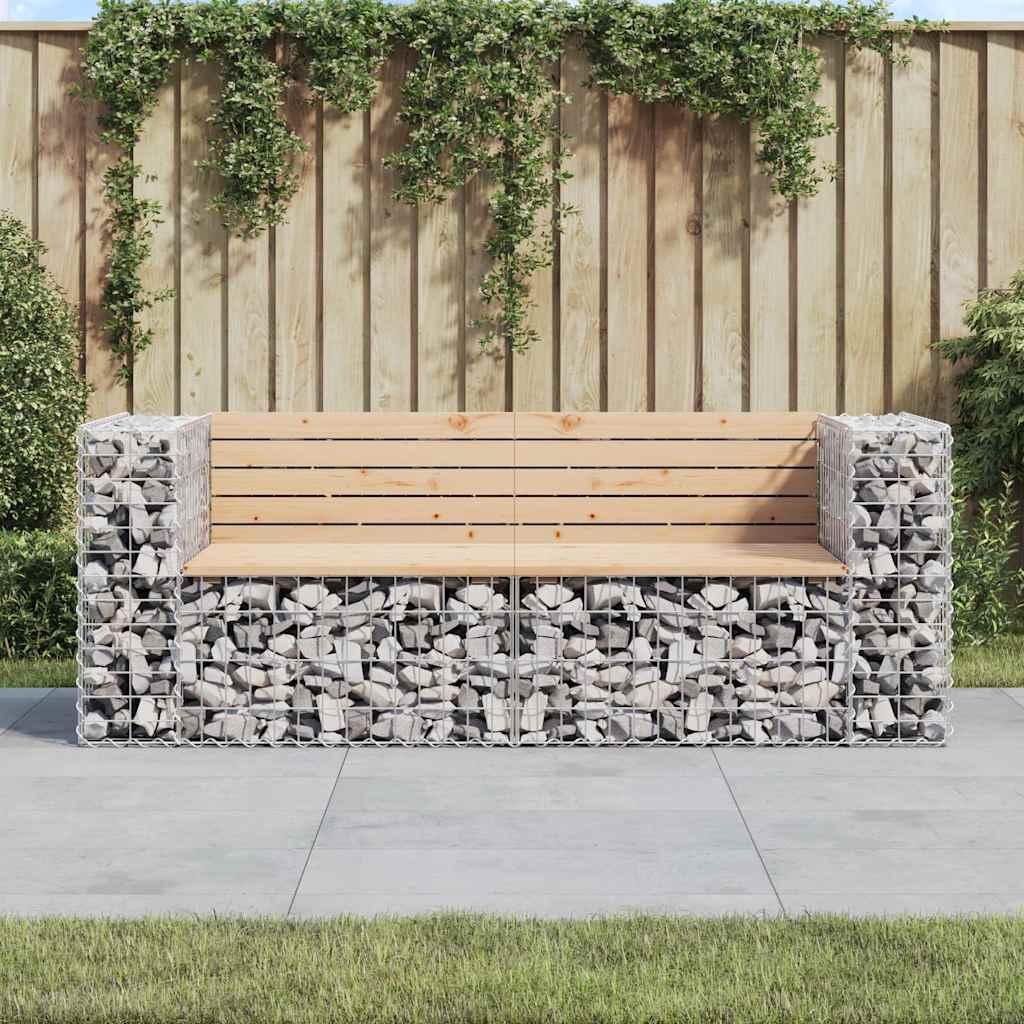Banco de jardín diseño gaviones madera maciza pino