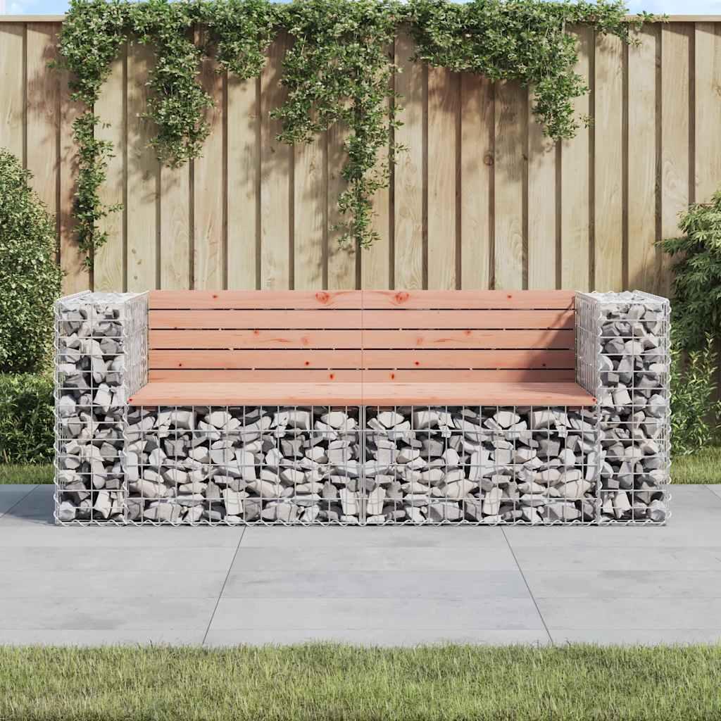Banco de jardín diseño gaviones madera abeto Douglas