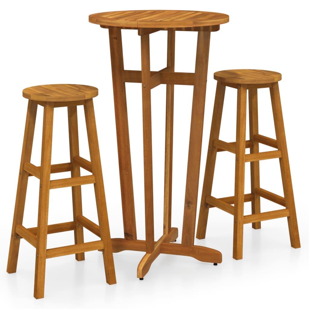 Juego de bar 3 piezas madera maciza acacia