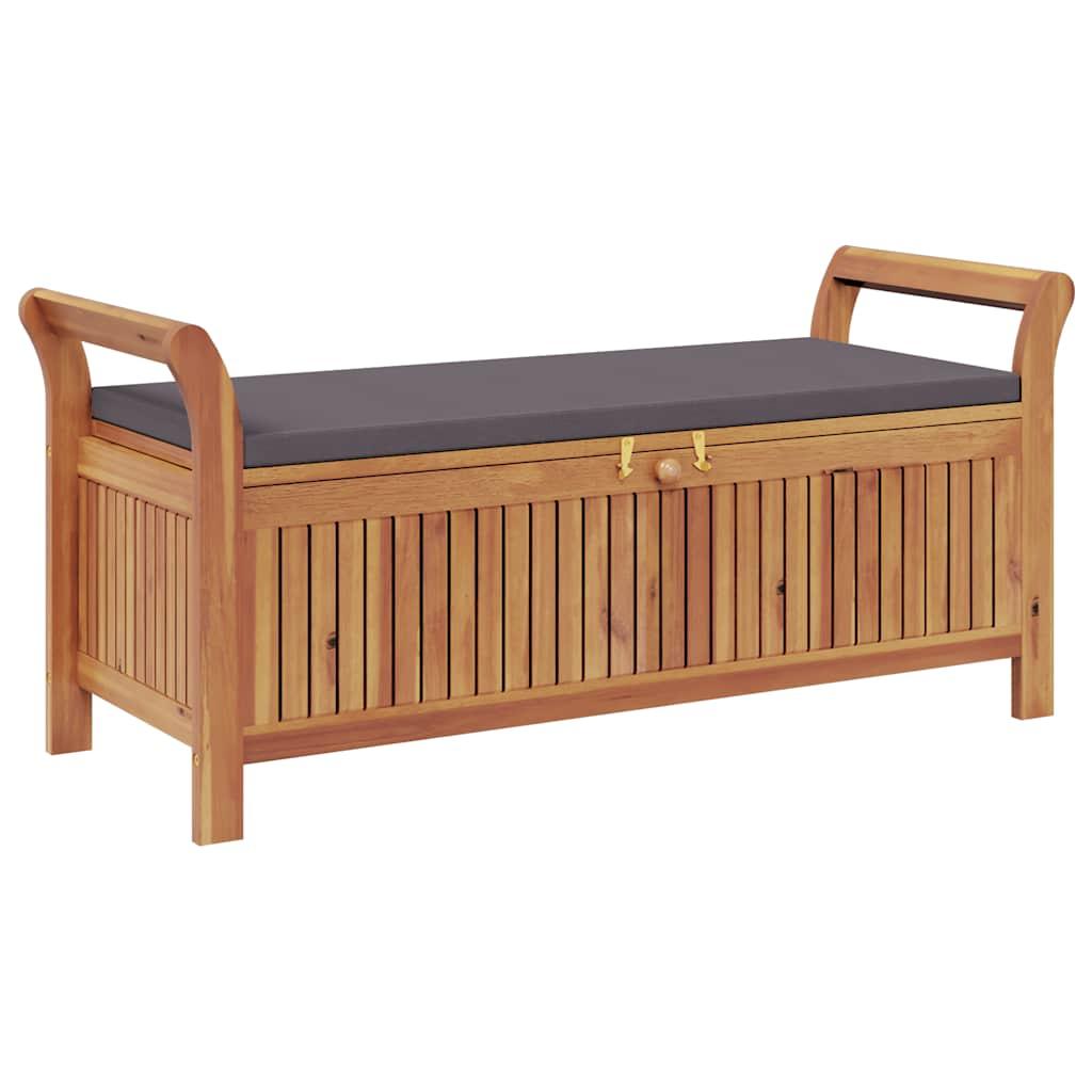 Banco almacenaje jardín con cojín madera maciza de acacia
