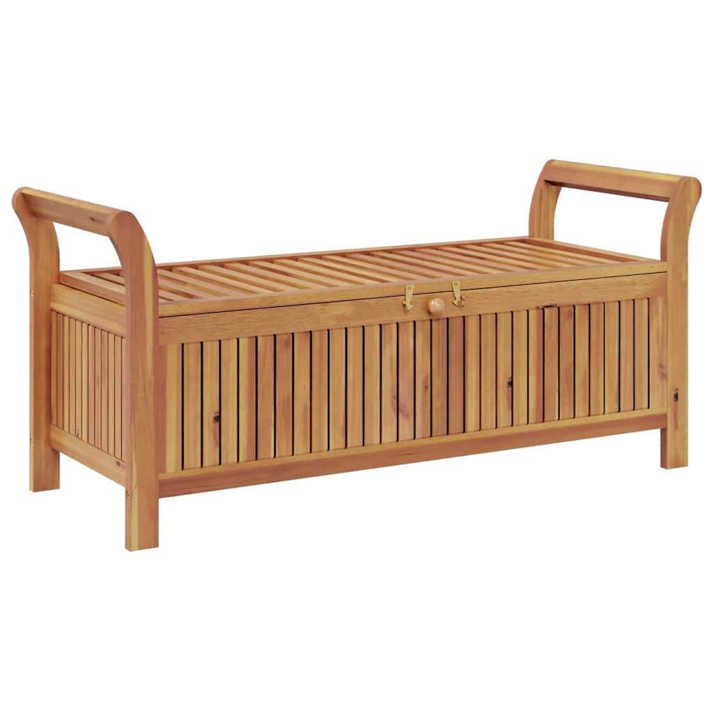 Banco almacenaje jardín con cojín madera maciza de acacia