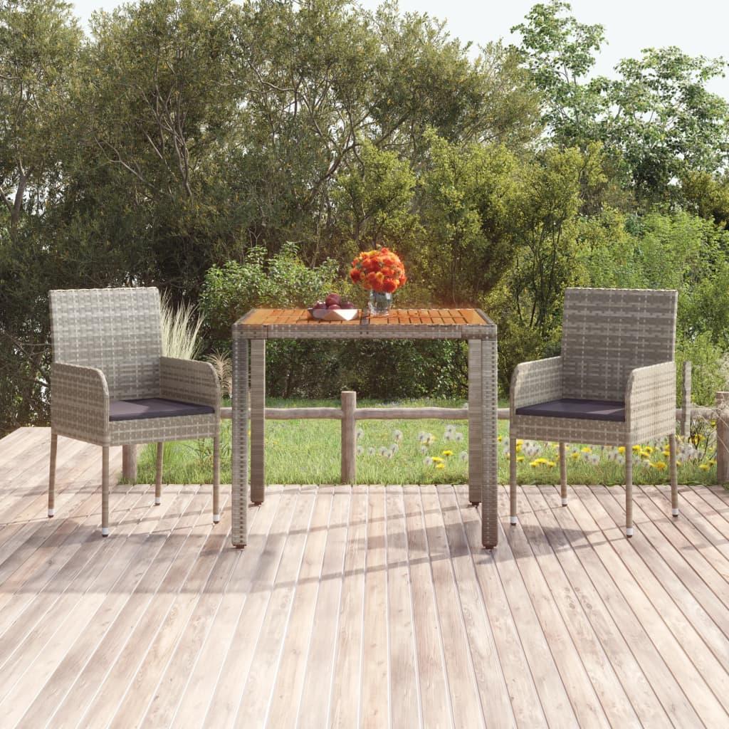 Mesa de jardín superficie de madera ratán PE beige 190x80x74 cm