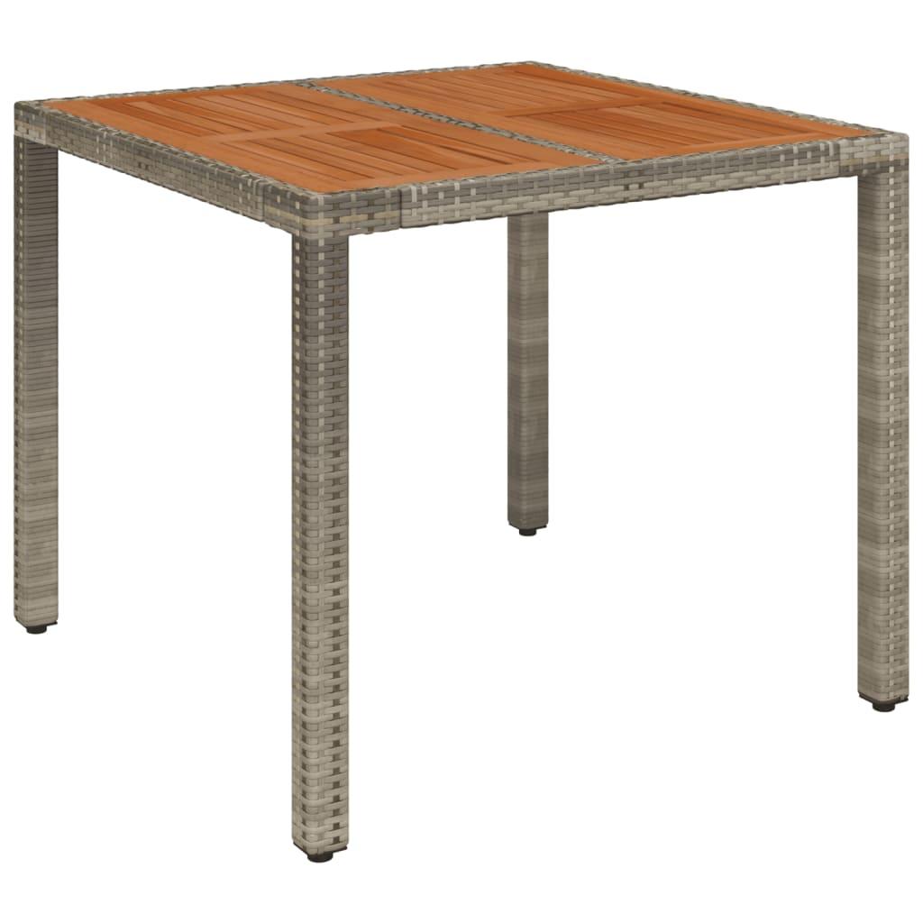 Mesa de jardín superficie de madera ratán PE beige 190x80x74 cm