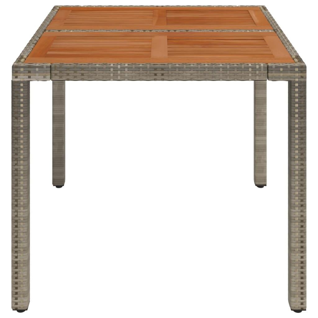 Mesa de jardín superficie de madera ratán PE beige 190x80x74 cm