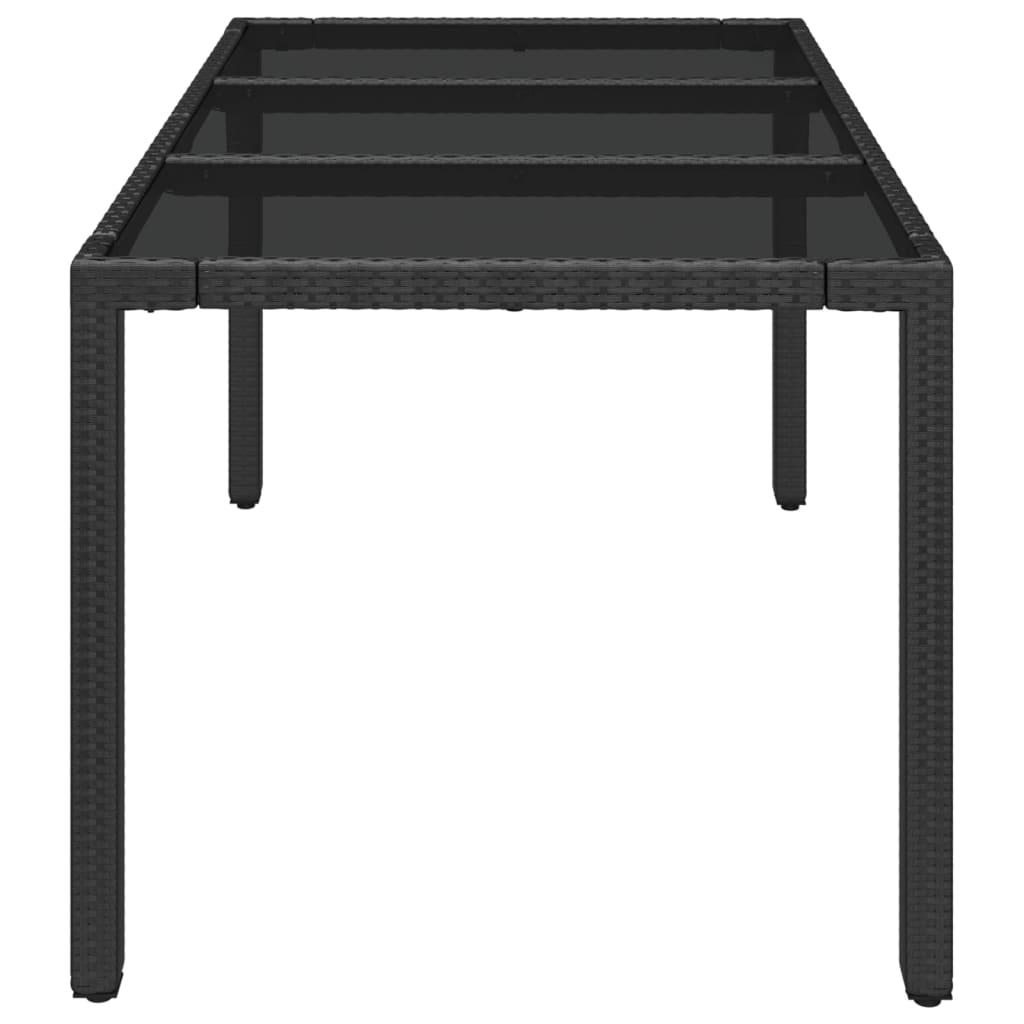 Mesa de jardín superficie de vidrio ratán PE negro 190x90x75 cm