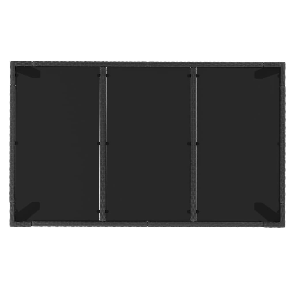 Mesa de jardín superficie de vidrio ratán PE negro 190x90x75 cm