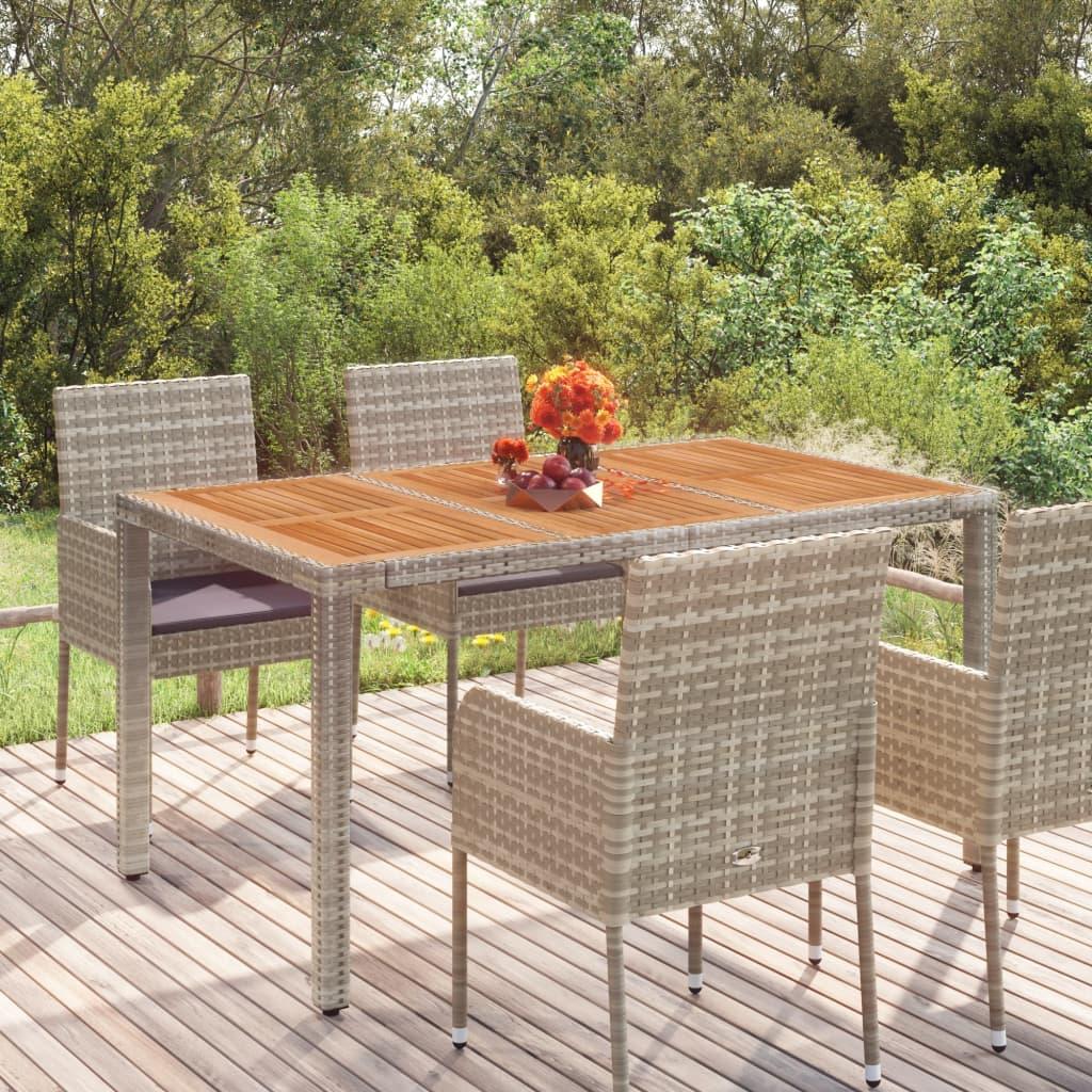 Mesa de jardín superficie de madera ratán PE beige 190x80x74 cm