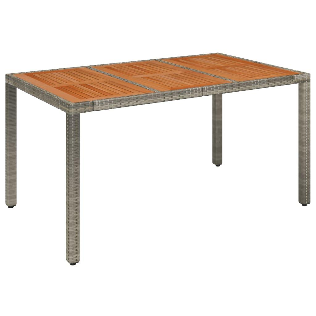 Mesa de jardín superficie de madera ratán PE beige 190x80x74 cm
