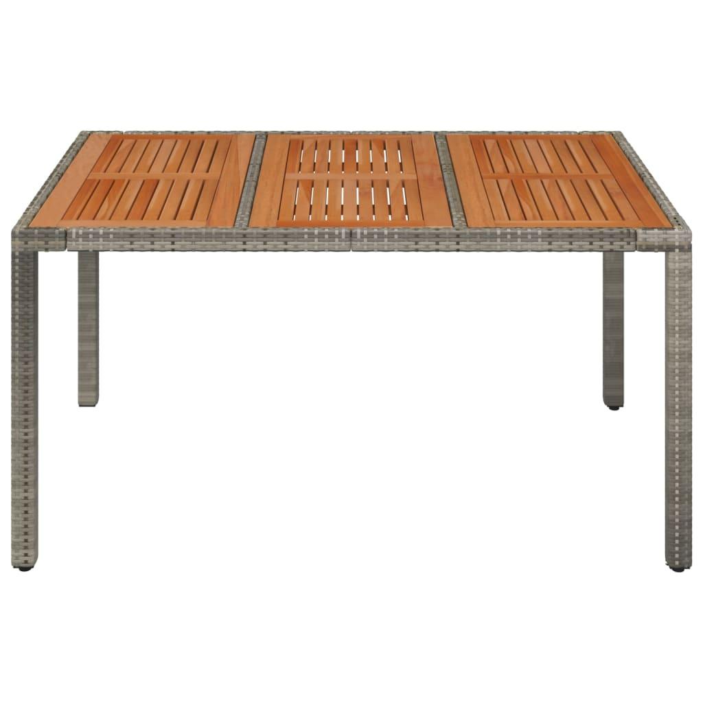 Mesa de jardín superficie de madera ratán PE beige 190x80x74 cm