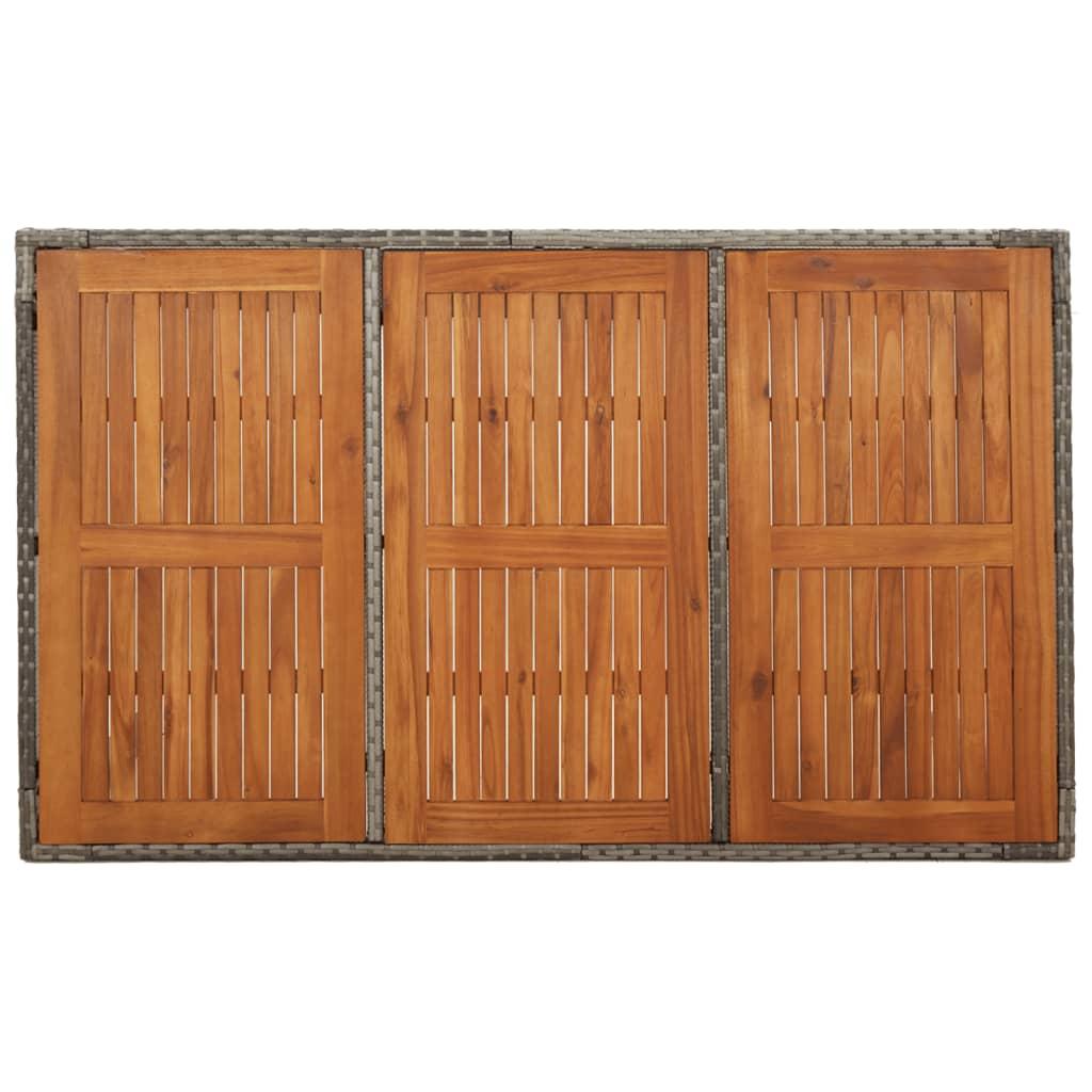 Mesa de jardín superficie de madera ratán PE beige 190x80x74 cm