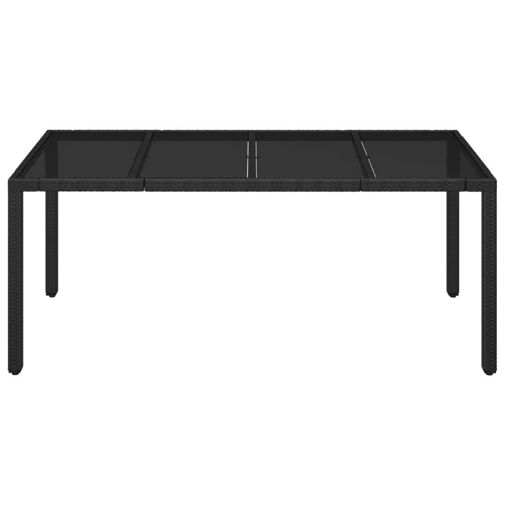 Mesa de jardín superficie de vidrio ratán PE negro 150x90x75 cm