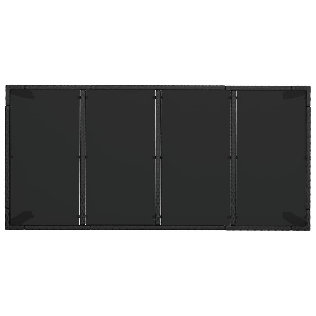 Mesa de jardín superficie de vidrio ratán PE negro 150x90x75 cm