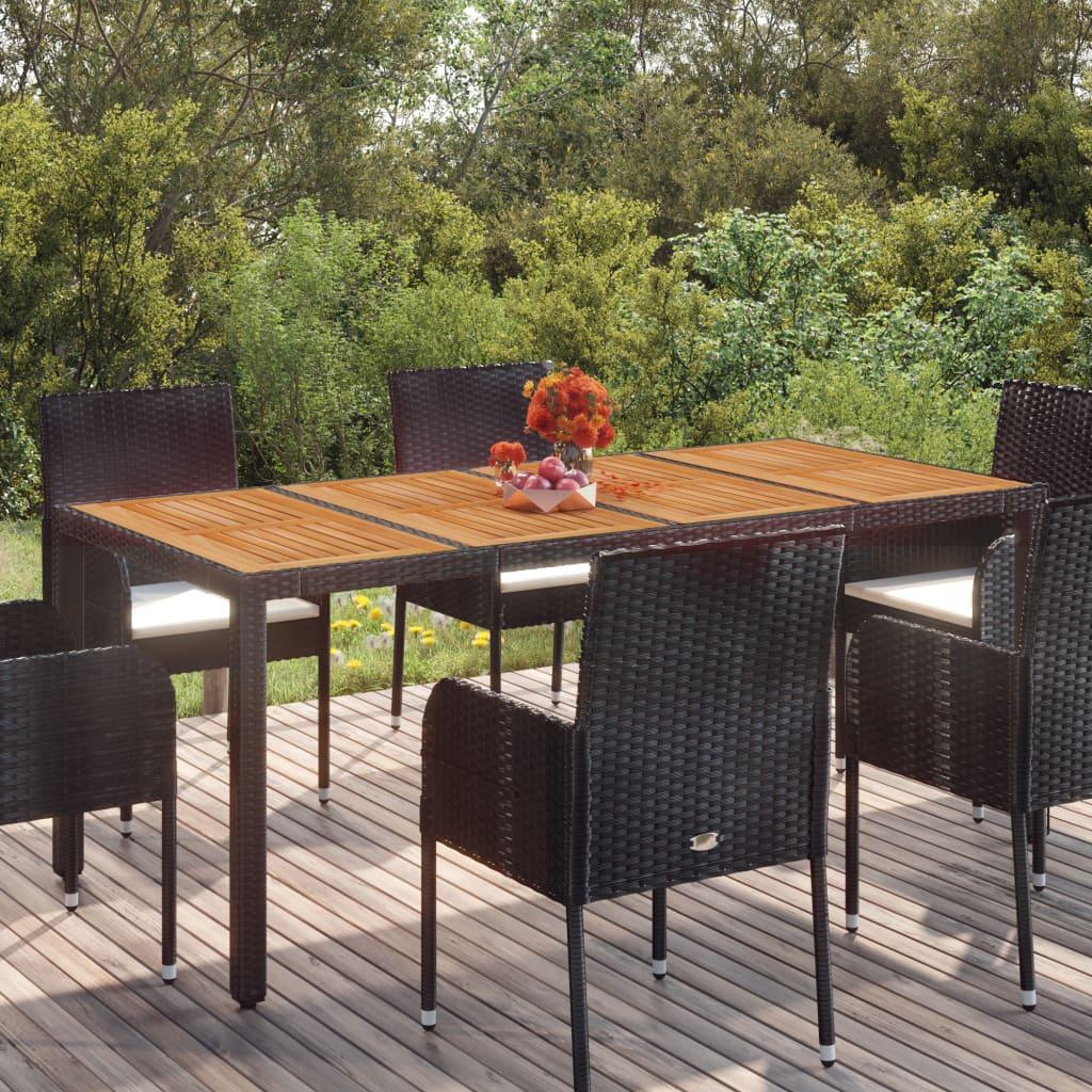 Mesa de jardín superficie de madera ratán PE