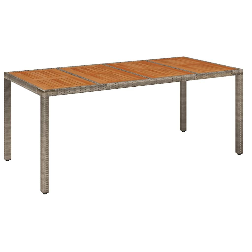 Mesa de jardín superficie de madera ratán PE beige 190x80x74 cm