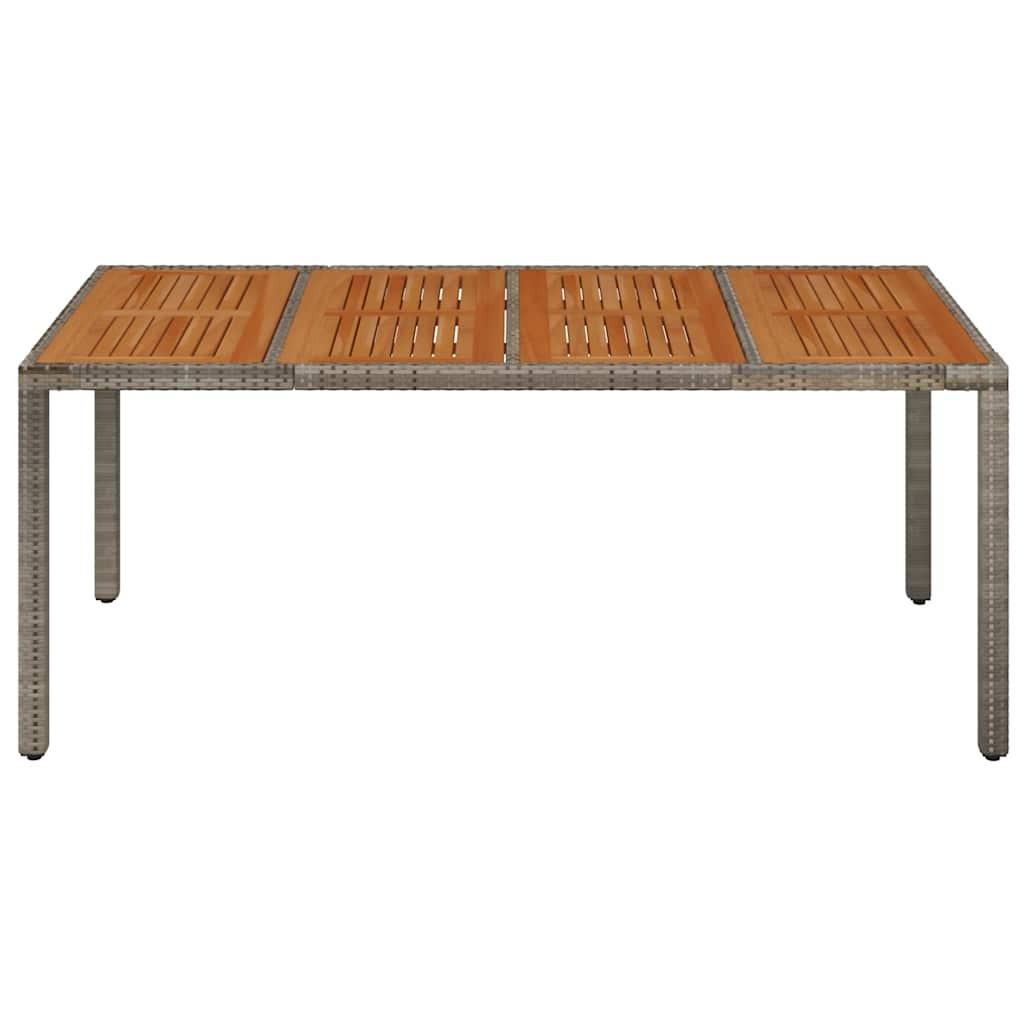 Mesa de jardín superficie de madera ratán PE beige 190x80x74 cm