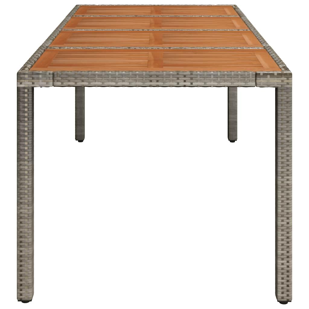 Mesa de jardín superficie de madera ratán PE beige 190x80x74 cm