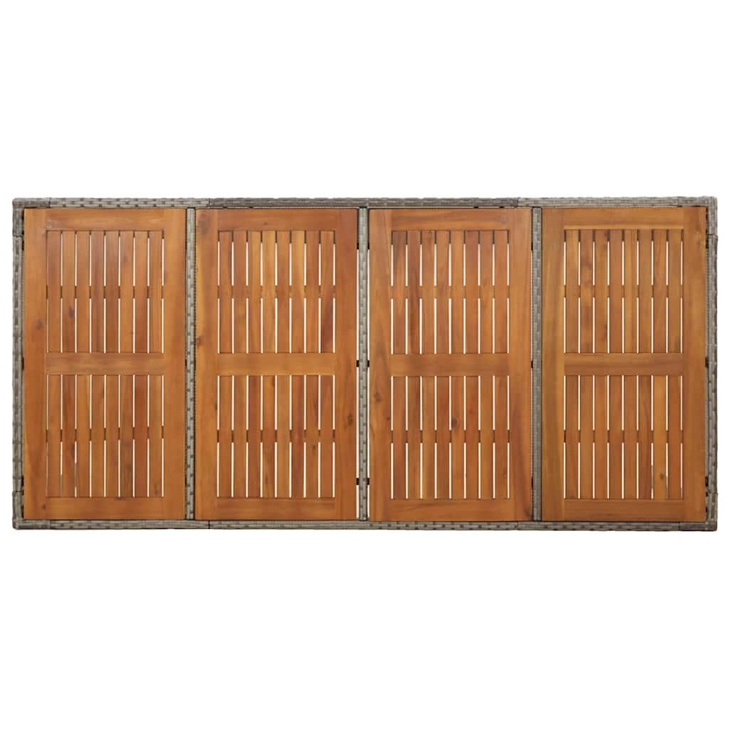 Mesa de jardín superficie de madera ratán PE beige 190x80x74 cm