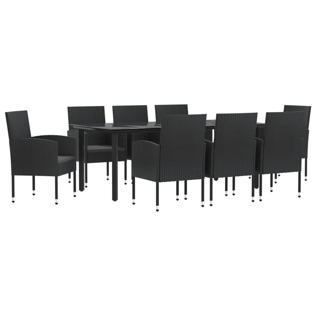 Juego de comedor de jardín 9 pzas ratán sintético y acero negro