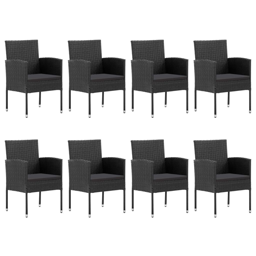 Juego de comedor de jardín 9 pzas ratán sintético y acero negro
