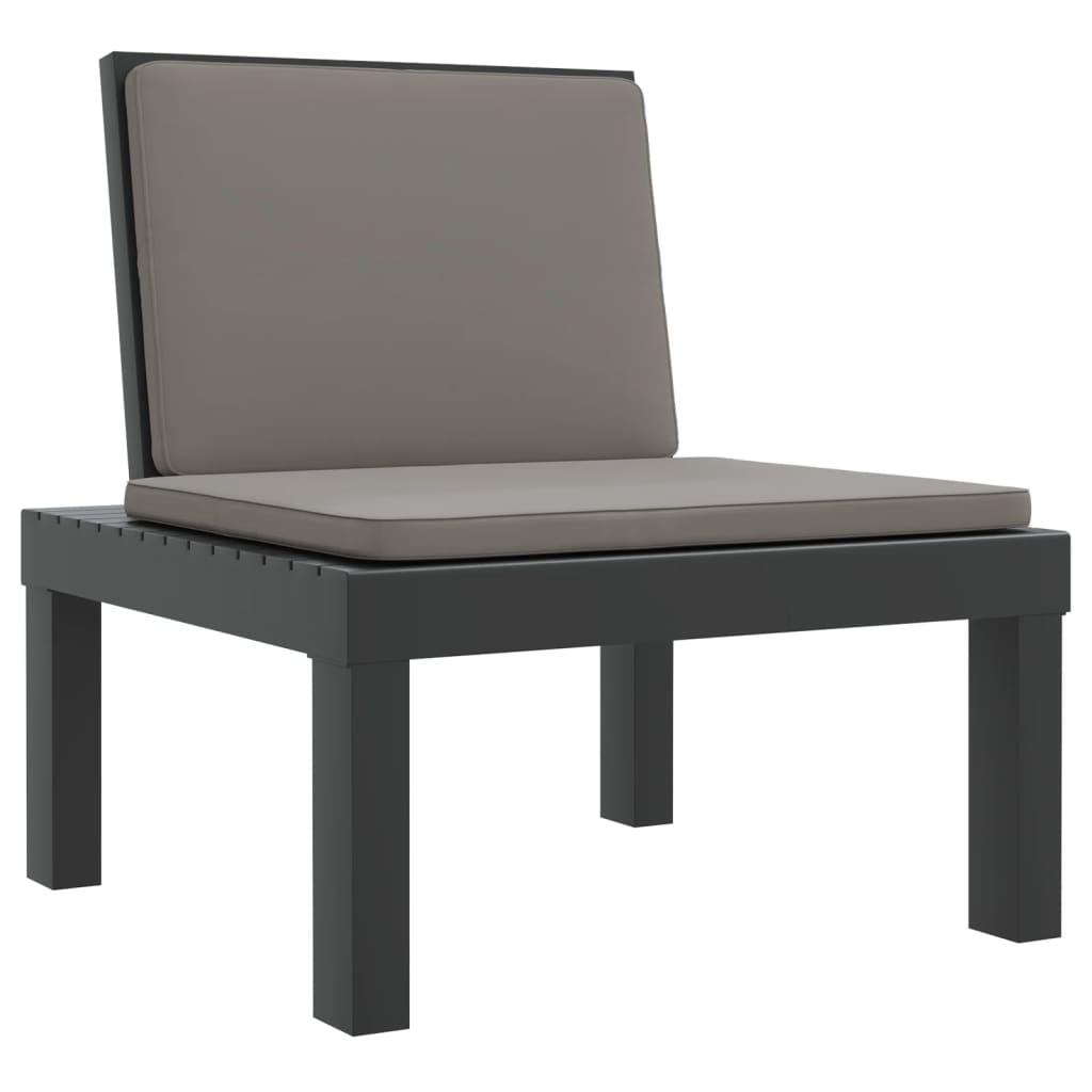 Juego de muebles de jardín 3 piezas con cojines PP