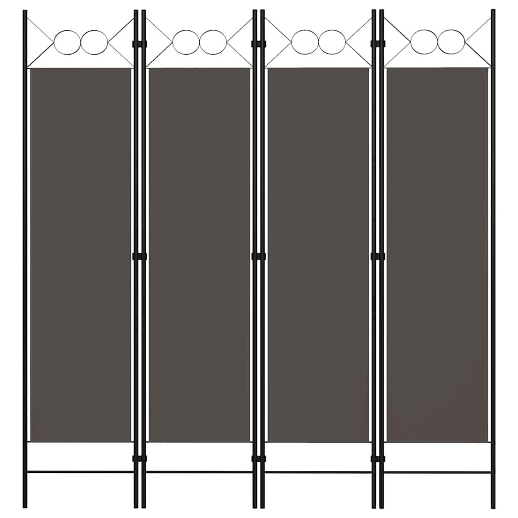 Biombo divisor de 4 paneles gris antracita 200x180 cm