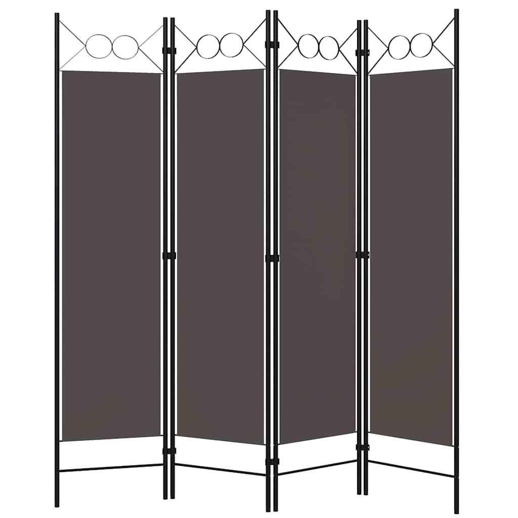 Biombo divisor de 4 paneles gris antracita 200x180 cm