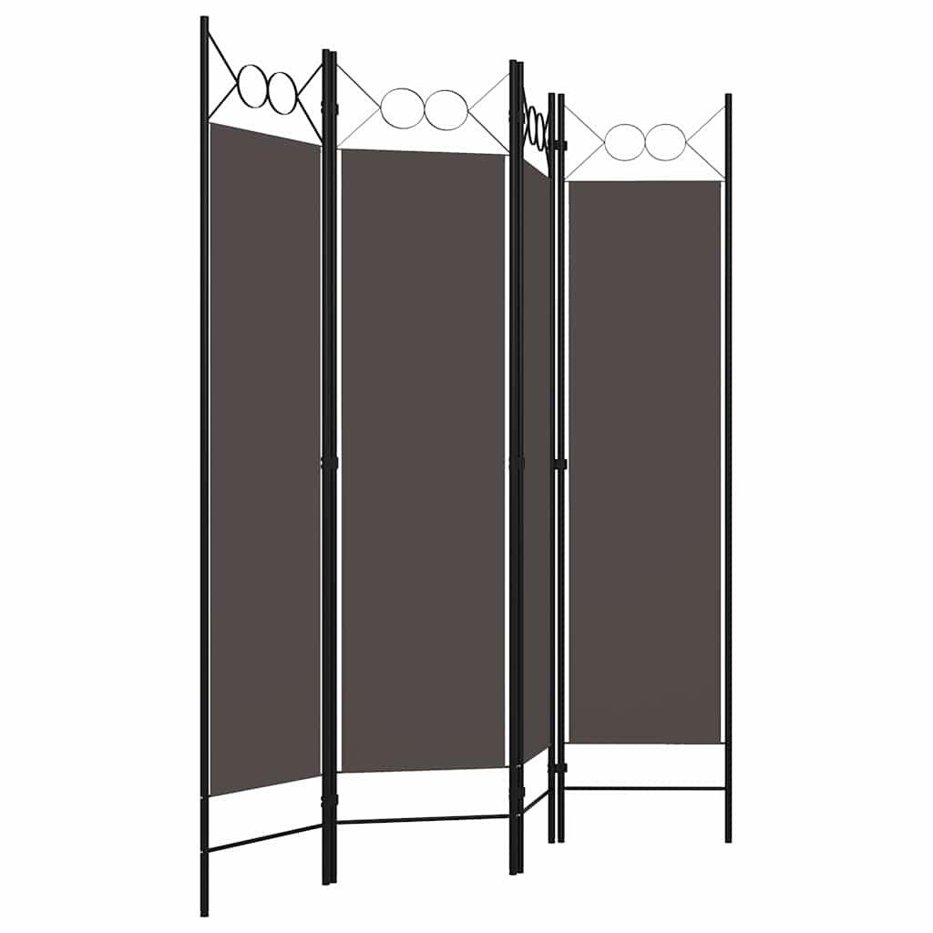 Biombo divisor de 4 paneles gris antracita 200x180 cm