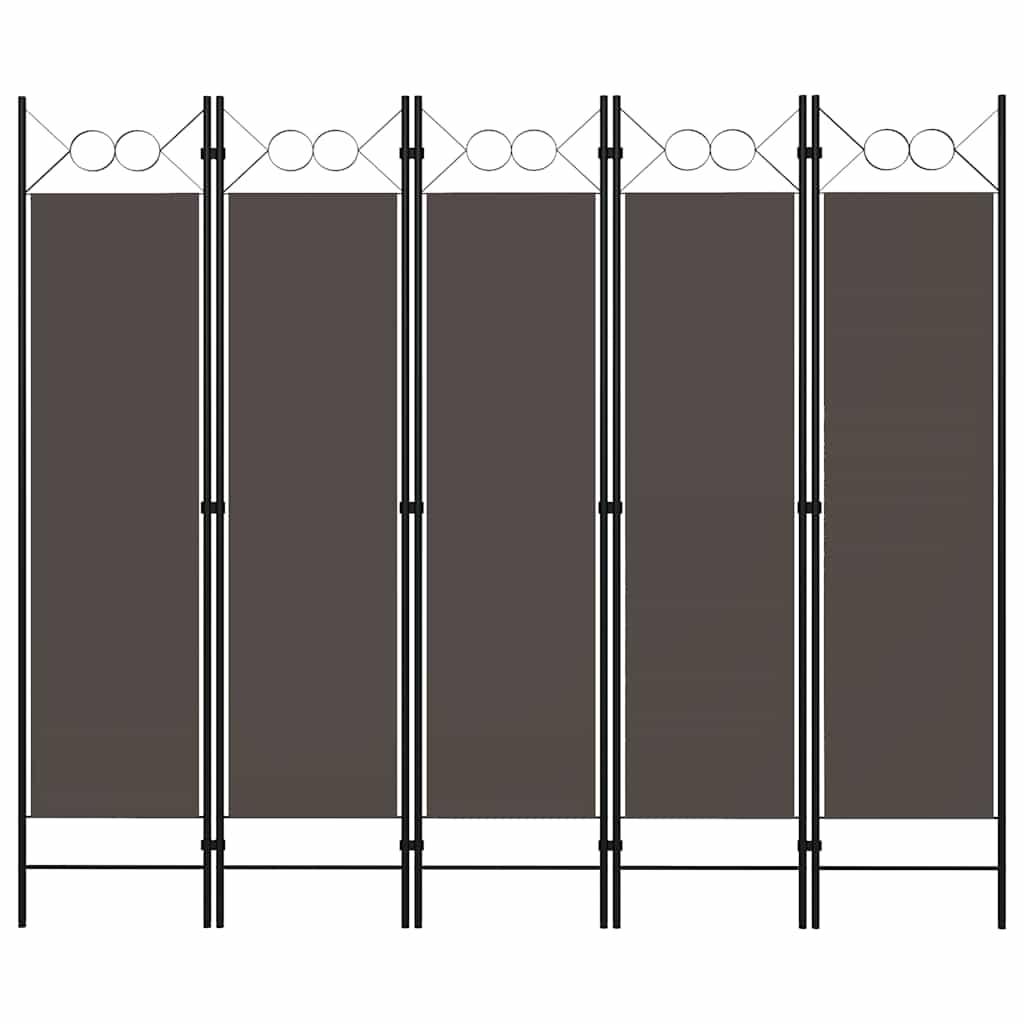 Biombo divisor de 5 paneles gris antracita 200x180 cm