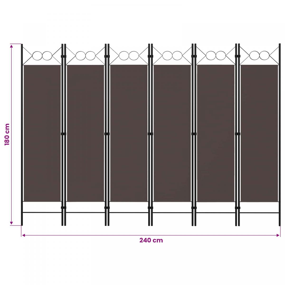 Biombo divisor de 6 paneles gris antracita 240x180 cm