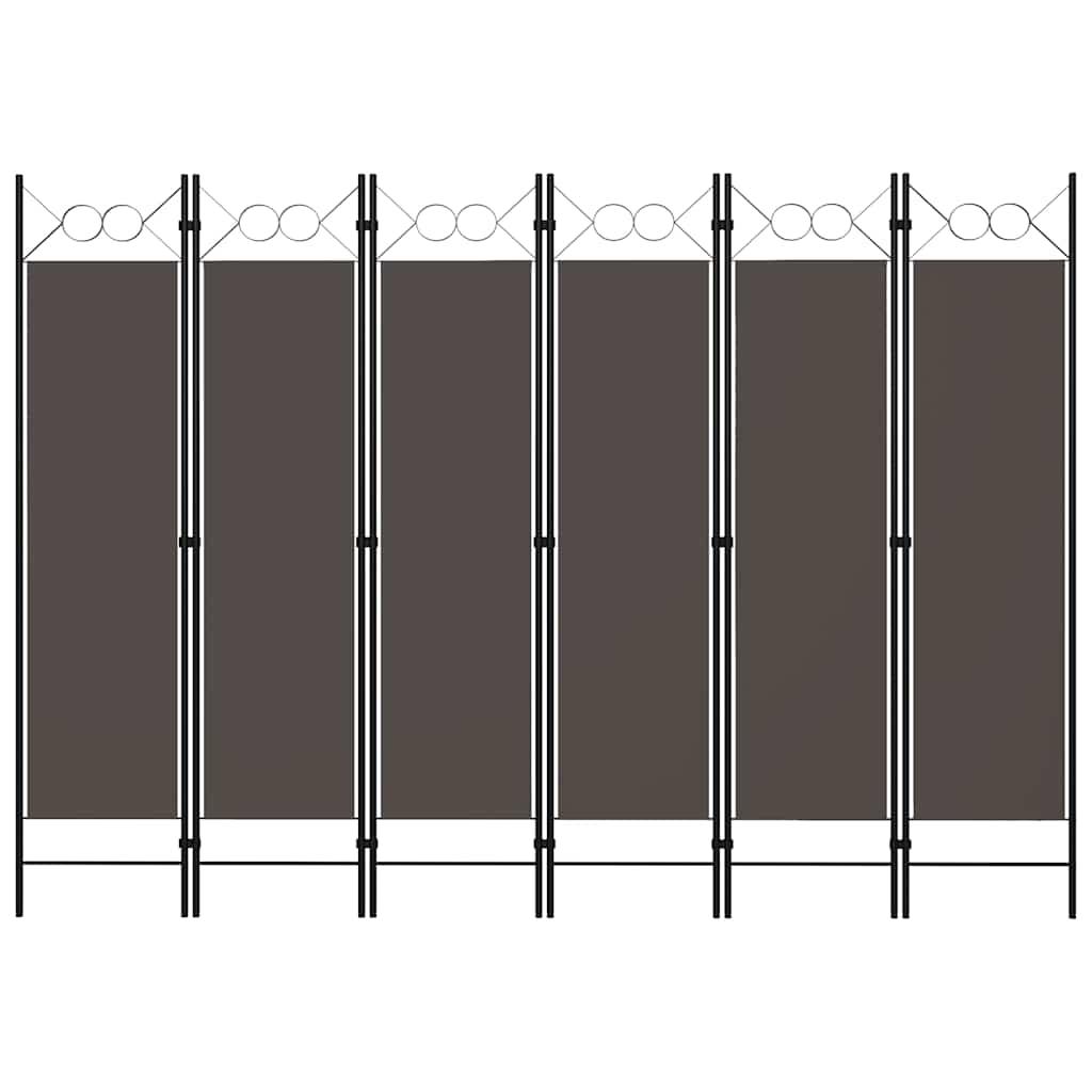 Biombo divisor de 6 paneles gris antracita 240x180 cm