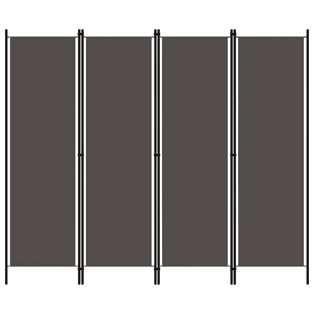 Biombo divisor de 4 paneles gris antracita 200x180 cm