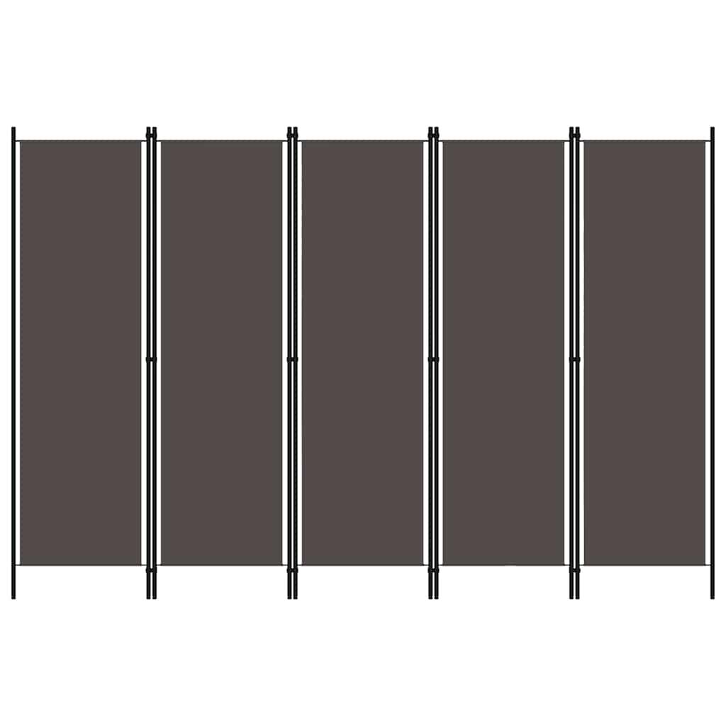 Biombo divisor de 5 paneles gris antracita 250x180 cm