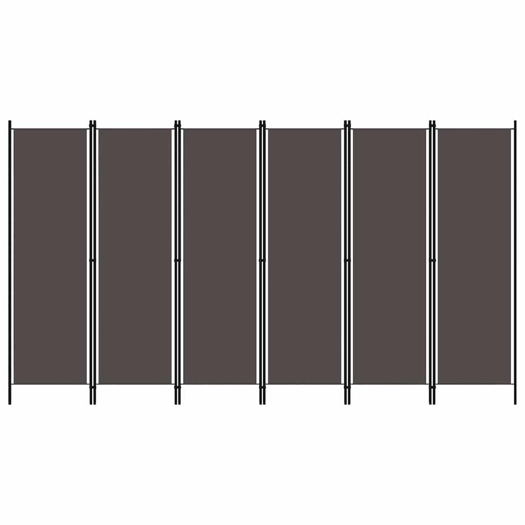 Biombo divisor de 6 paneles gris antracita 300x180 cm