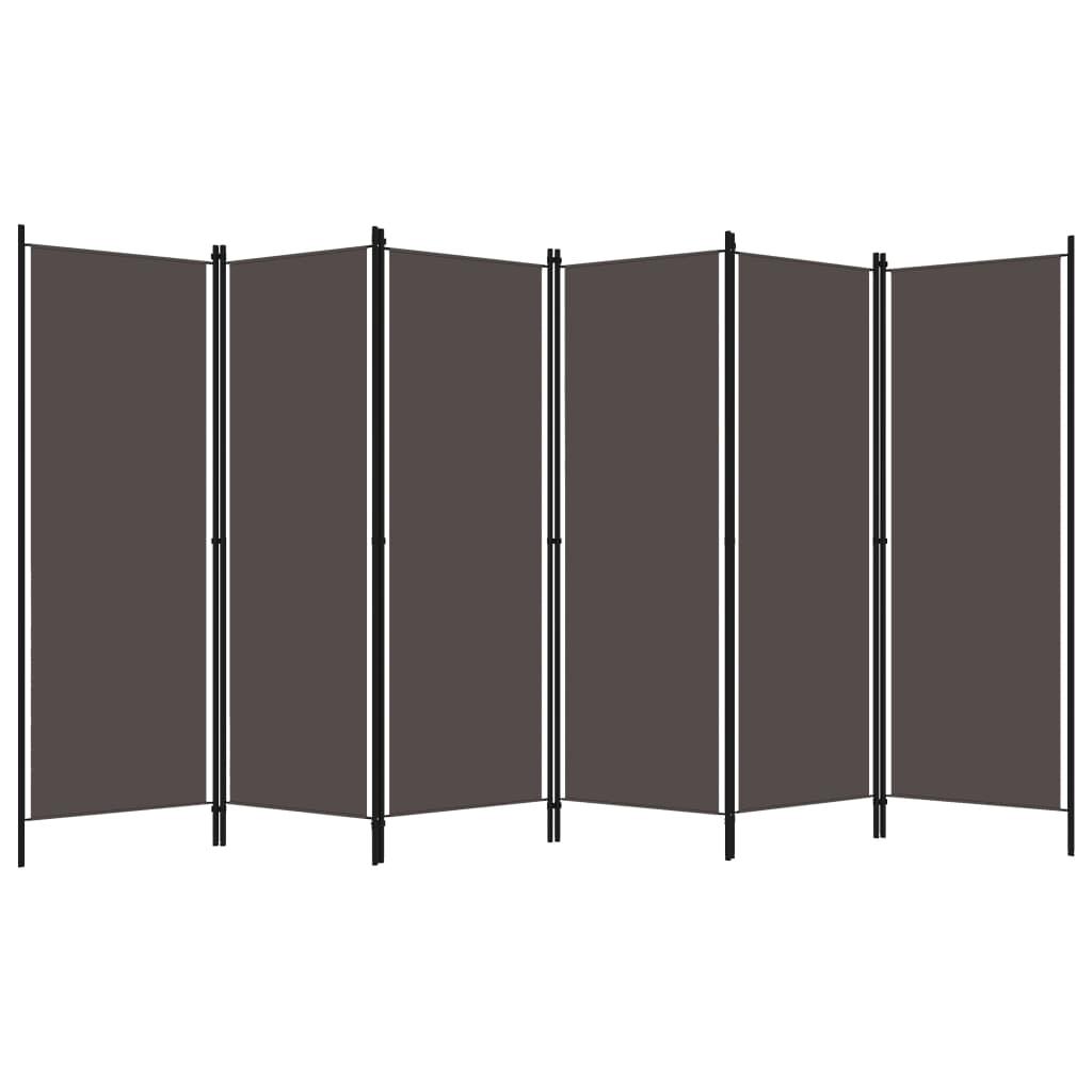 Biombo divisor de 6 paneles gris antracita 300x180 cm