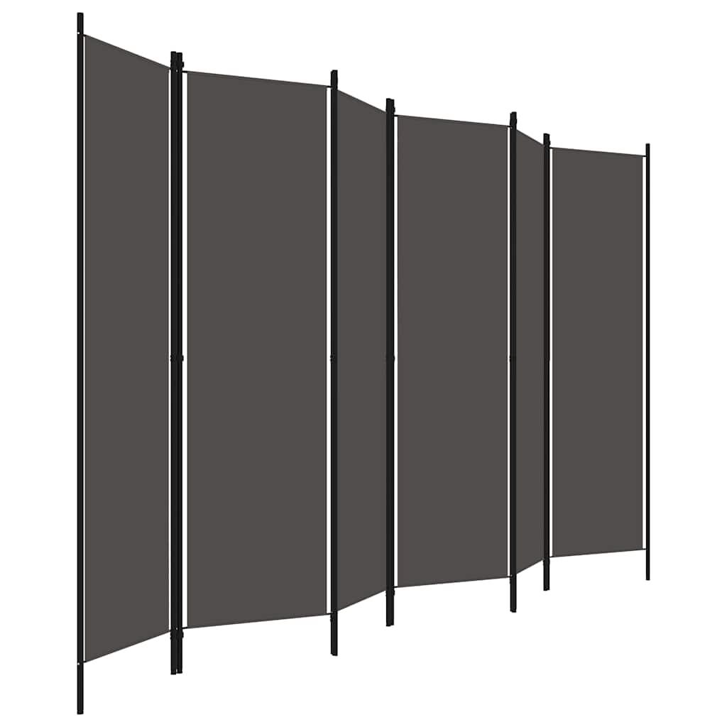 Biombo divisor de 6 paneles gris antracita 300x180 cm