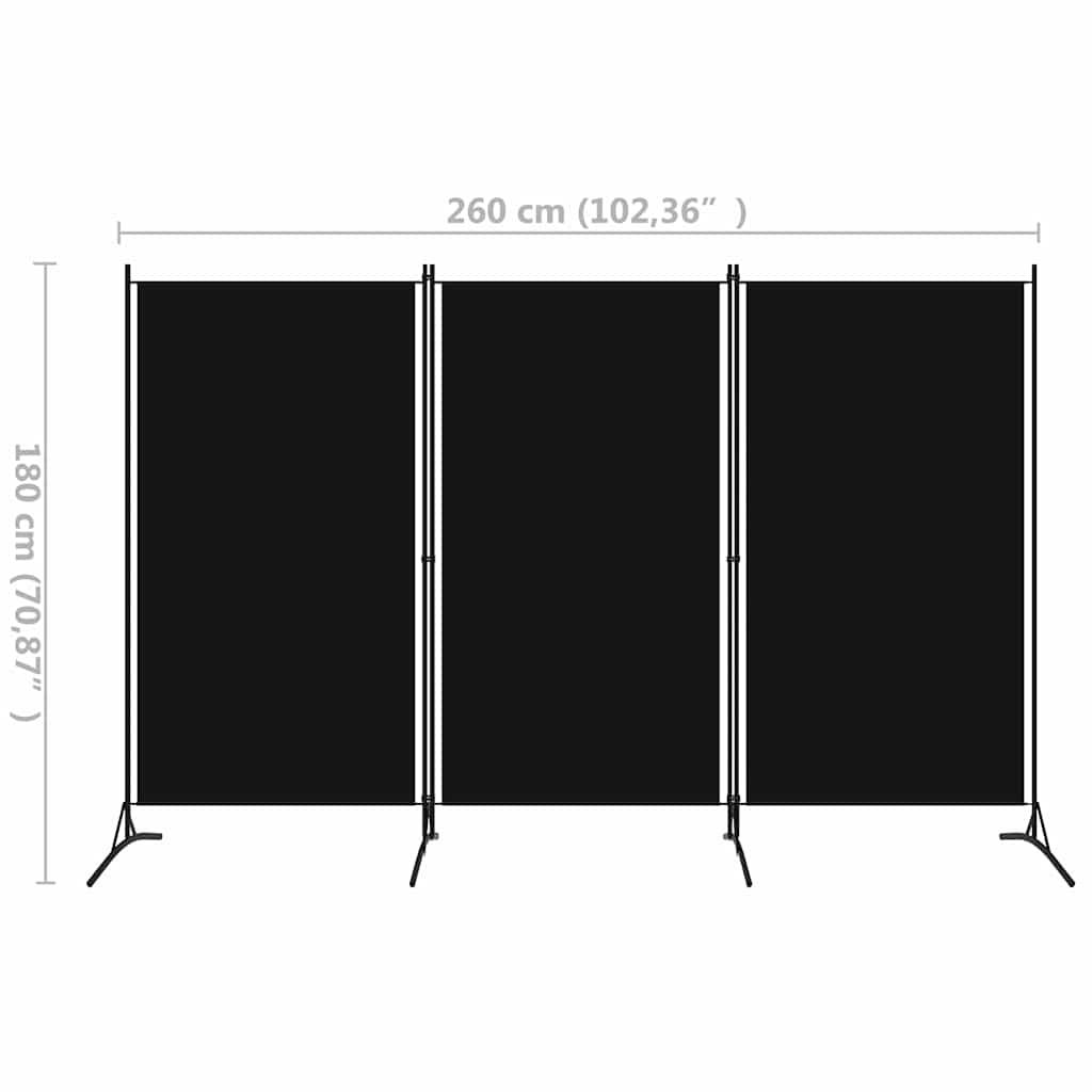 Biombo divisor de 3 paneles gris antracita 150x180 cm