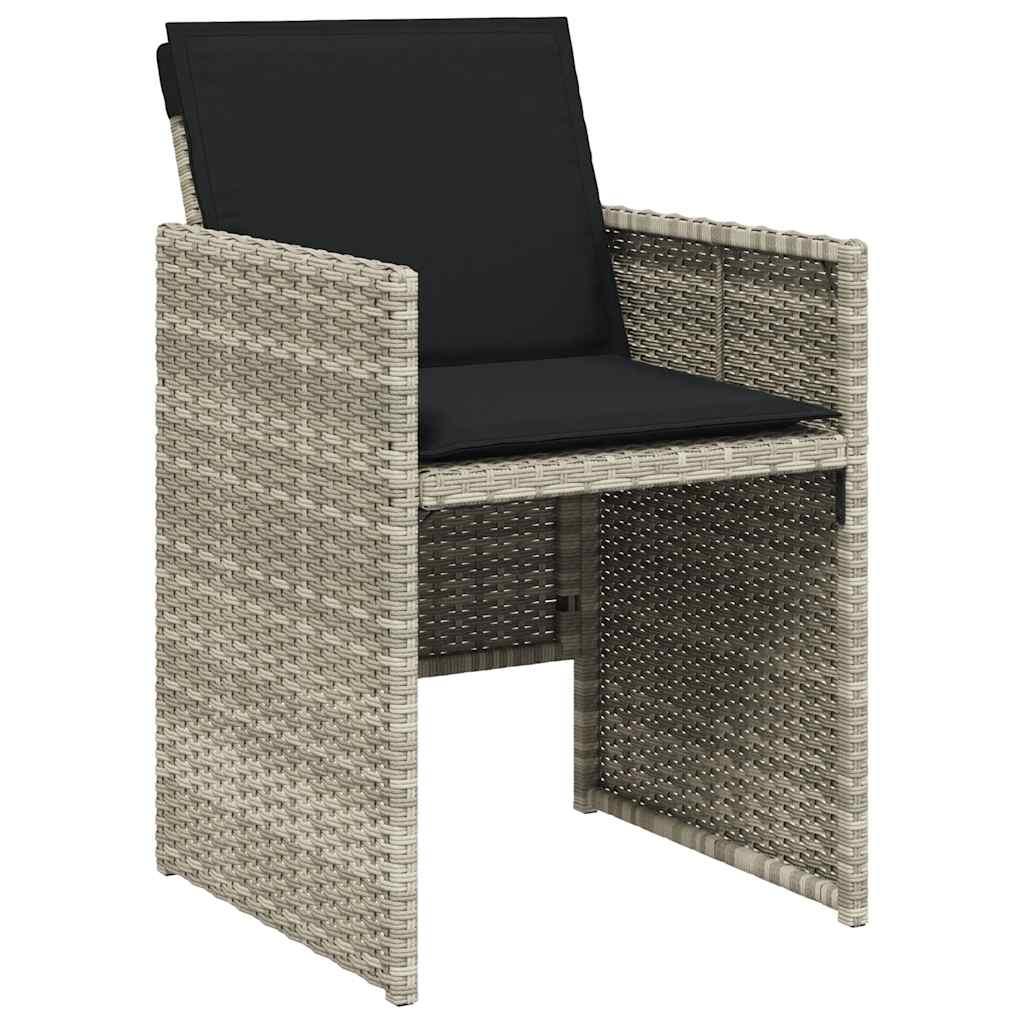 Set de comedor de jardín 7 pzas y cojines ratán sintético negro