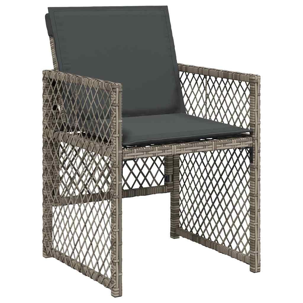 Set de comedor de jardín 7 pzas y cojines ratán sintético negro