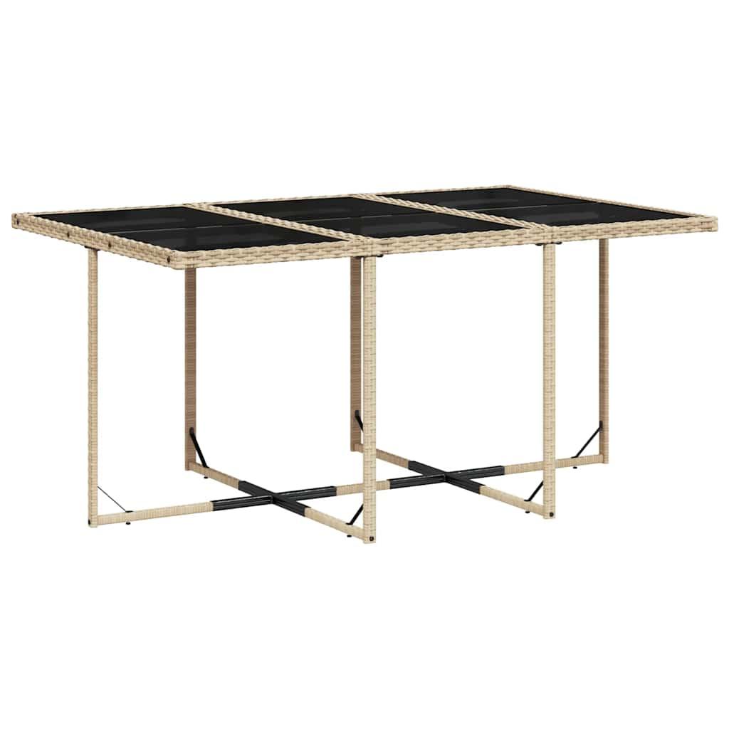 Set de comedor de jardín 7 pzas y cojines ratán sintético negro