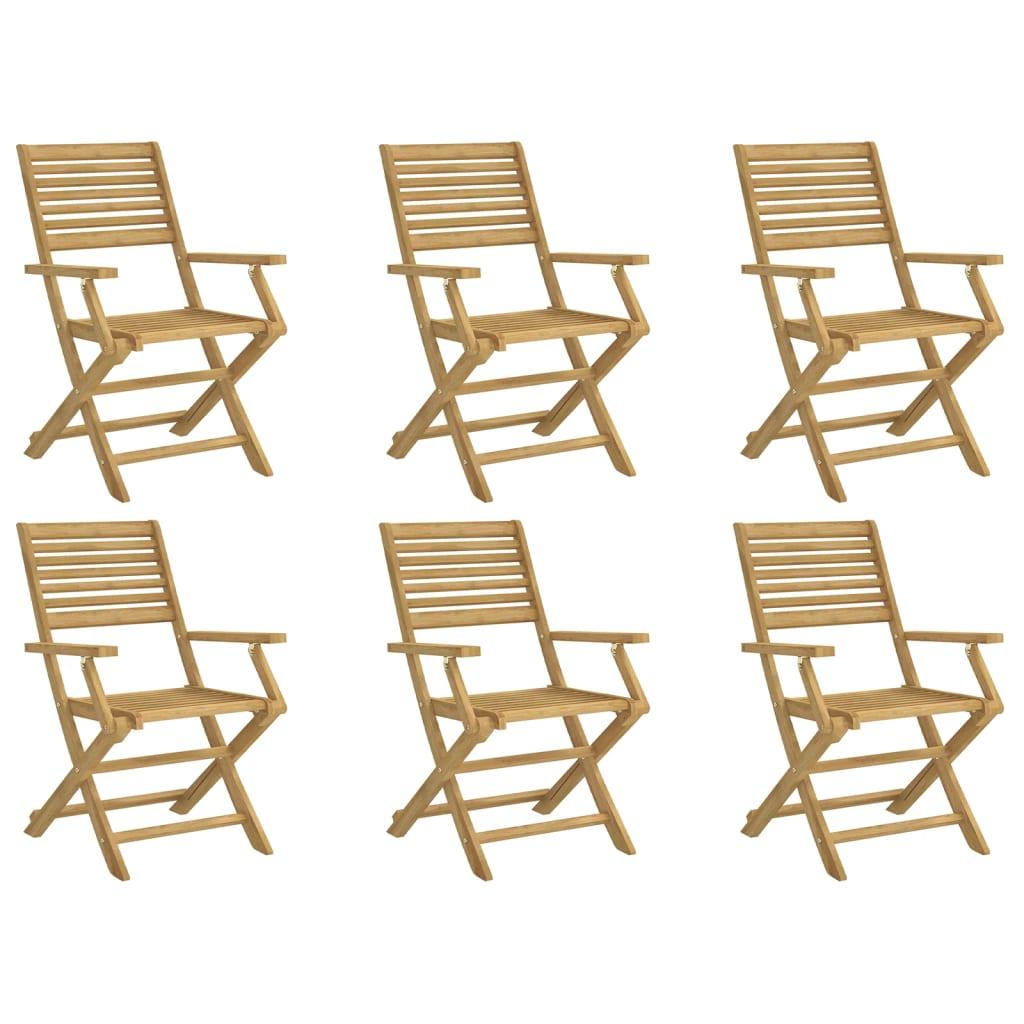 Sillas plegables, 6 unidades, 54,5 x 61,5 x 86,5 cm, madera maciza de acacia