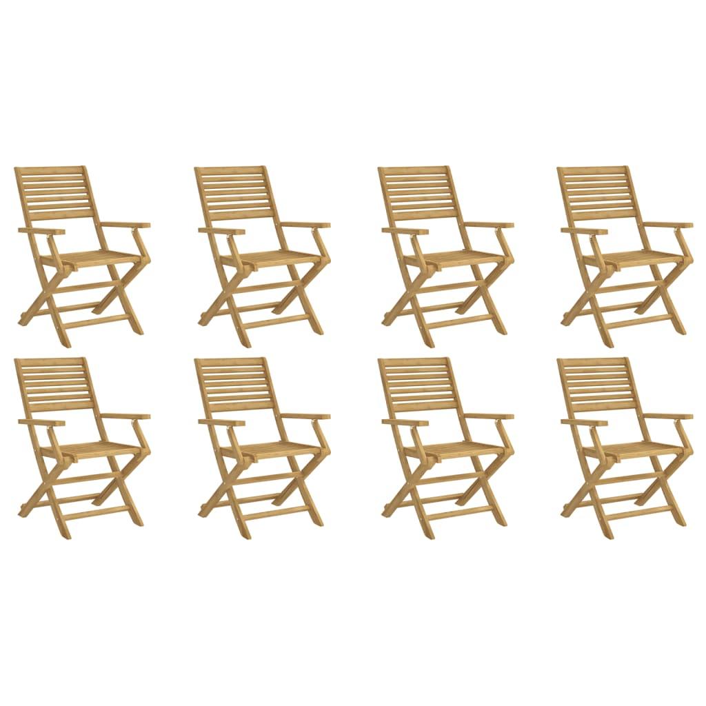 Sillas plegables, 8 unidades, 54,5 x 61,5 x 86,5 cm, madera maciza de acacia