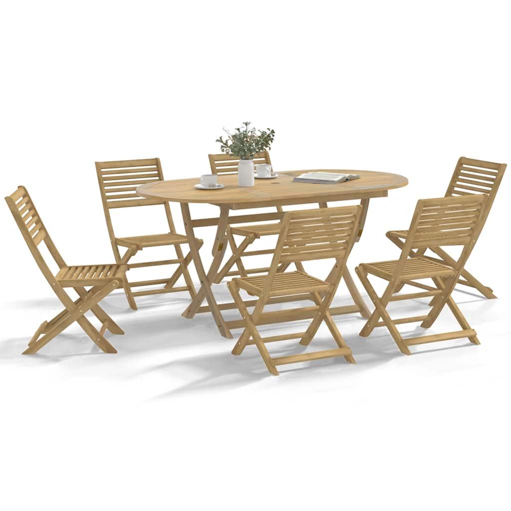 Sillas plegables, 6 unidades, 54,5 x 61,5 x 86,5 cm, madera maciza de acacia