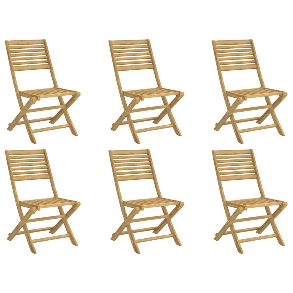 Sillas plegables, 6 unidades, 54,5 x 61,5 x 86,5 cm, madera maciza de acacia