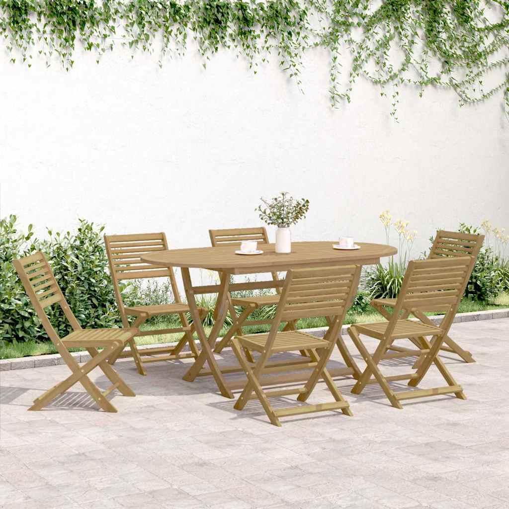 Sillas plegables, 6 unidades, 54,5 x 61,5 x 86,5 cm, madera maciza de acacia