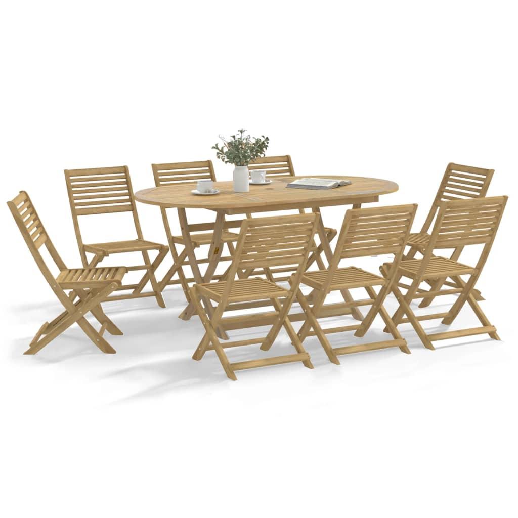 Sillas plegables, 8 unidades, 54,5 x 61,5 x 86,5 cm, madera maciza de acacia