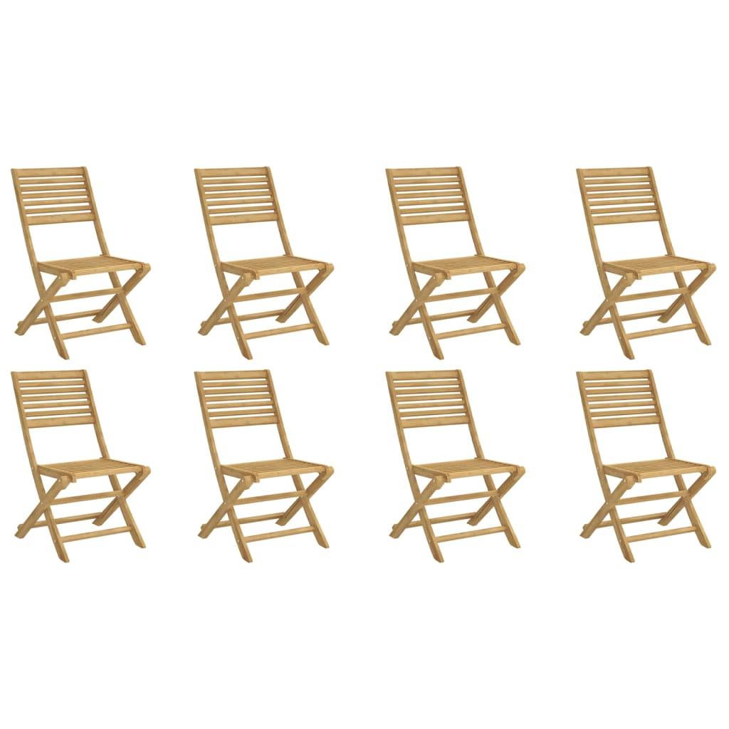 Sillas plegables, 8 unidades, 54,5 x 61,5 x 86,5 cm, madera maciza de acacia