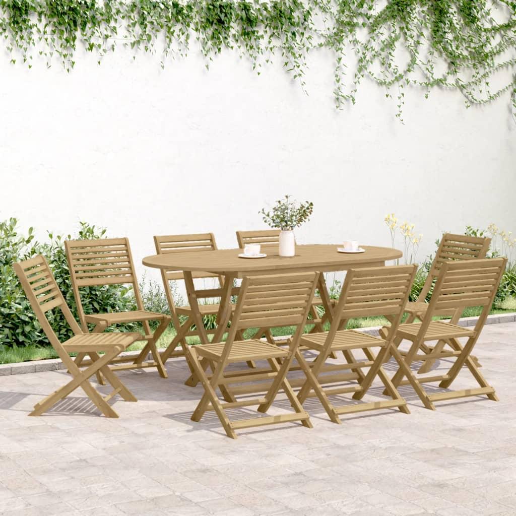 Sillas plegables, 8 unidades, 54,5 x 61,5 x 86,5 cm, madera maciza de acacia